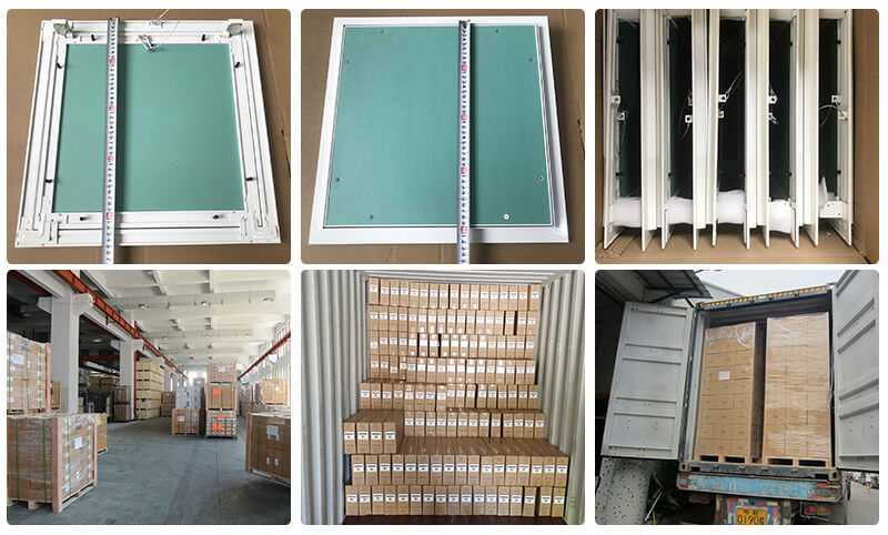 Gypsum board access panel packing